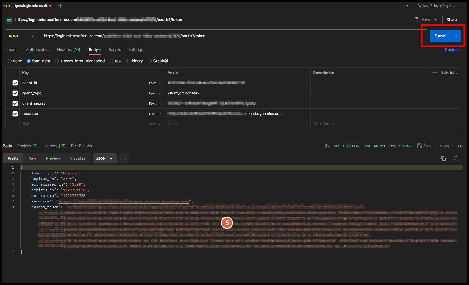 Send postman request to setup postman to call d365 data entities