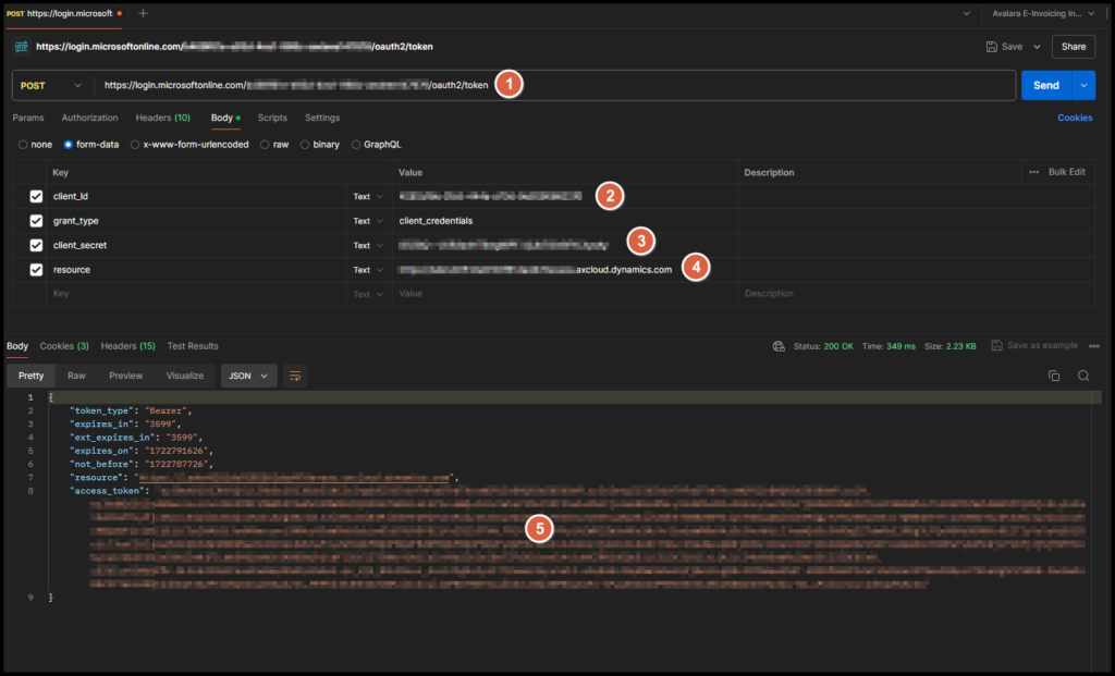 Setup postman to call d365 data entities