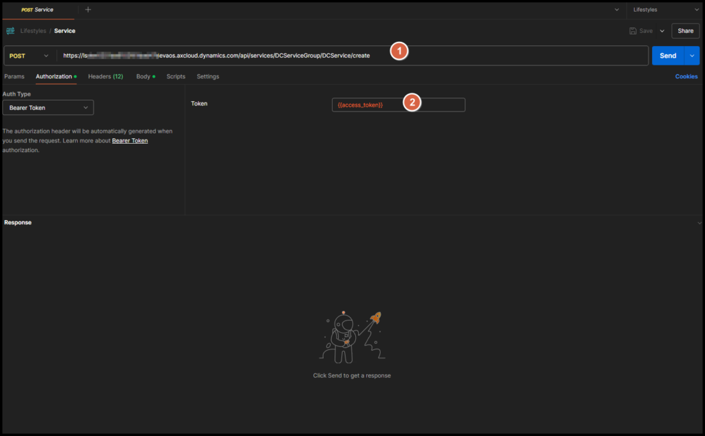 D365 Custom service setup in postman