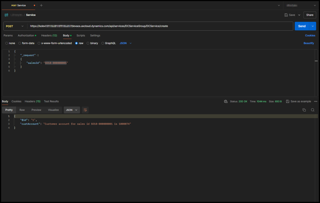 Postman custom service in D365