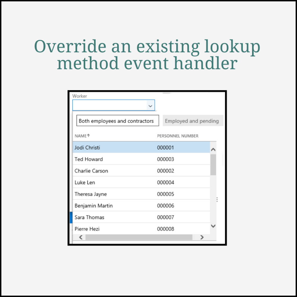 Override an existing lookup method event handler