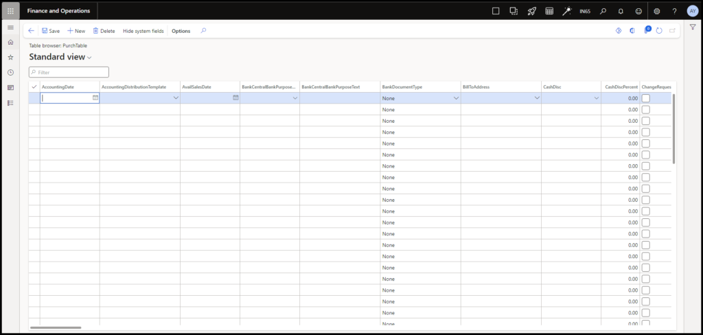 D365 Table browser