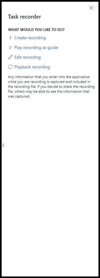 Task recorder in D365 - New Recording