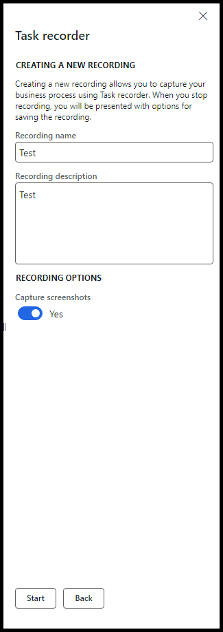 Task recording config